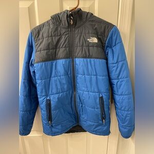 The North Face blue puffer jacket reversible Sherpa lined 14/16